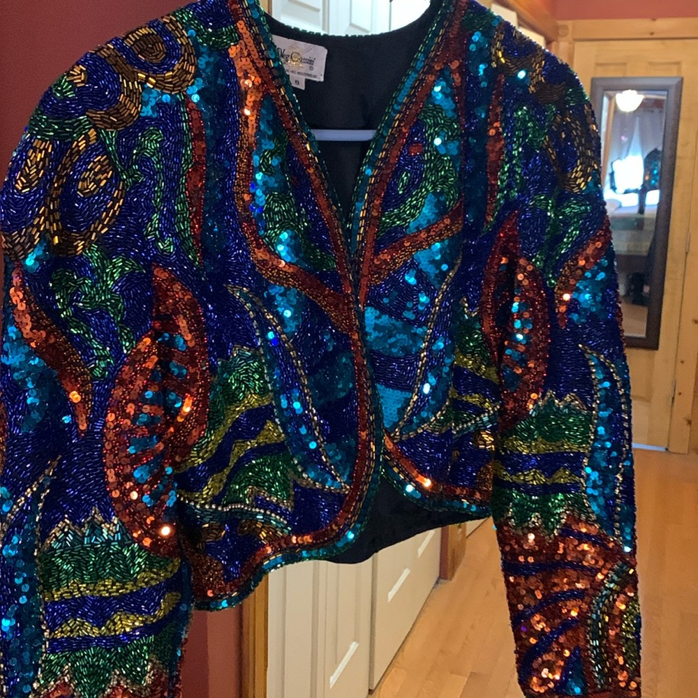 Beautiful vintage sequin/beaded/pearl Oleg Cassini bolero jacket